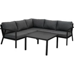 Brafab Rana Lounge-Set Niedrig 5 Sitzplätze, Schwarz/Anthrazit