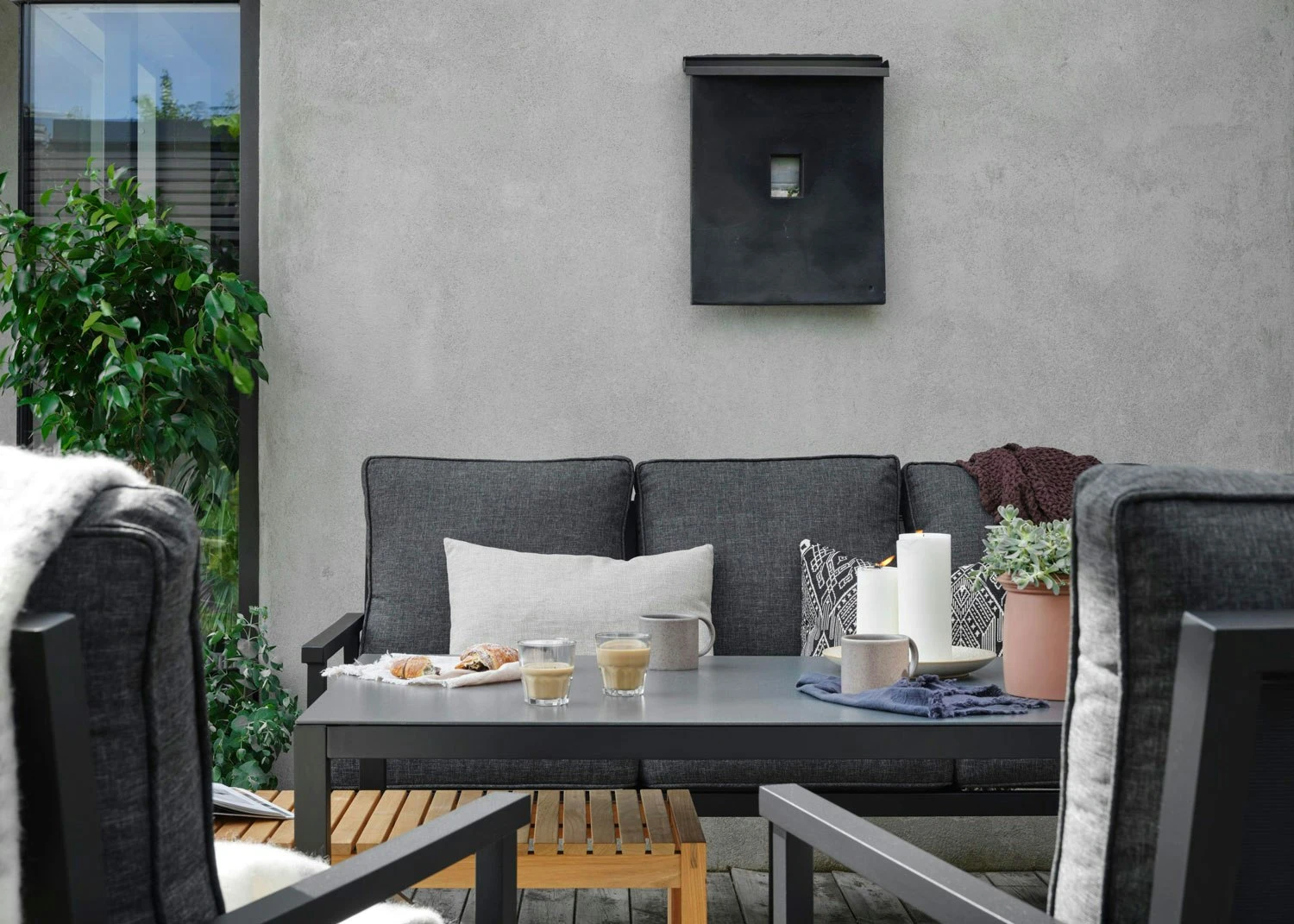 Brafab Rana Lounge-Set Niedrig 5 Sitzplätze, Schwarz/Anthrazit – Bild 4