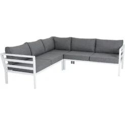Brafab Weldon Ecksofa 5-Sitzer, Weiß/Grau