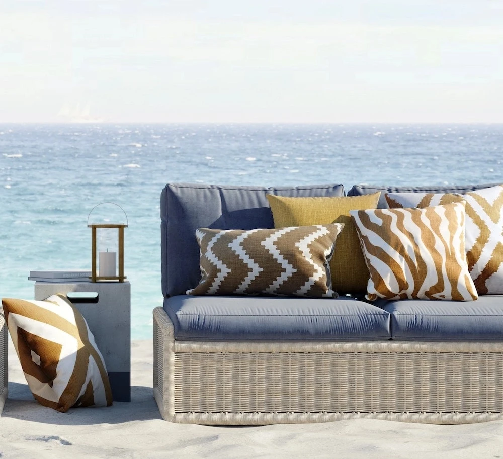 Ikat Sema Kissen 40x60 Cm Im Freien Nutzbar, Shitake / Off-white – Bild 2