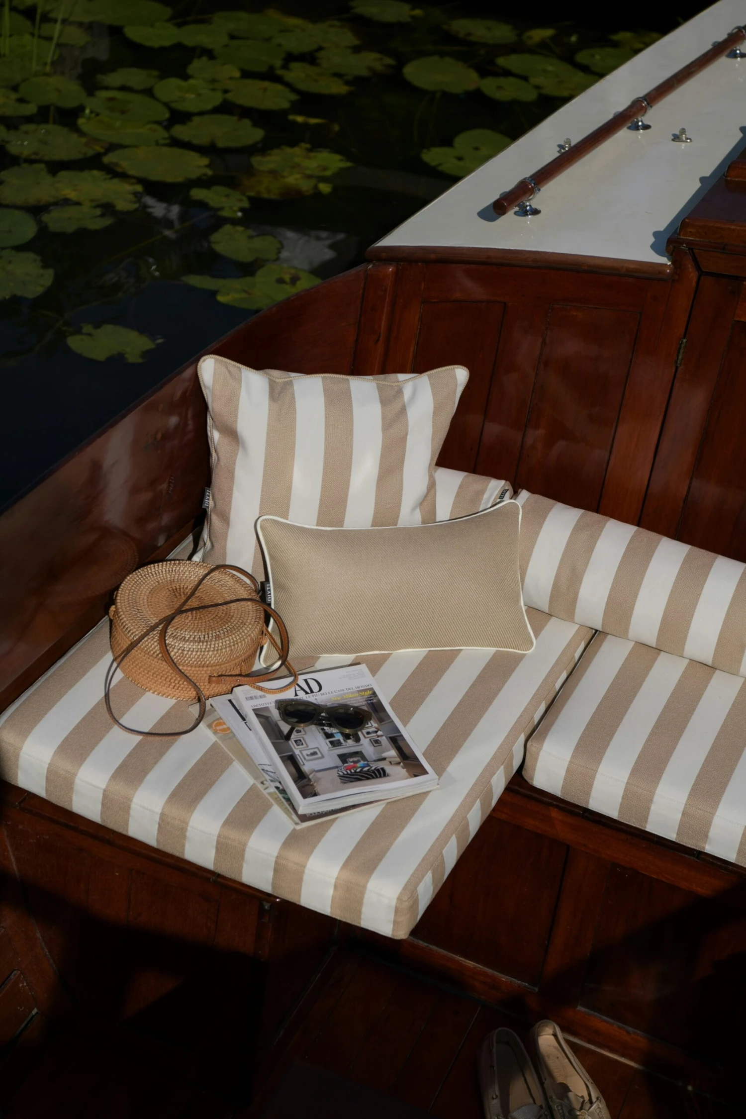 Wide Stripe Kissen 45x45 Cm, Beige – Bild 3