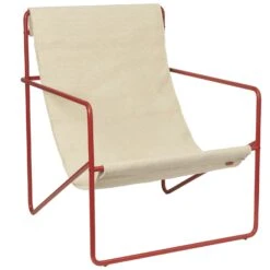 Ferm LIVING Desert Lounge Stuhl, Poppy Red / Cloud