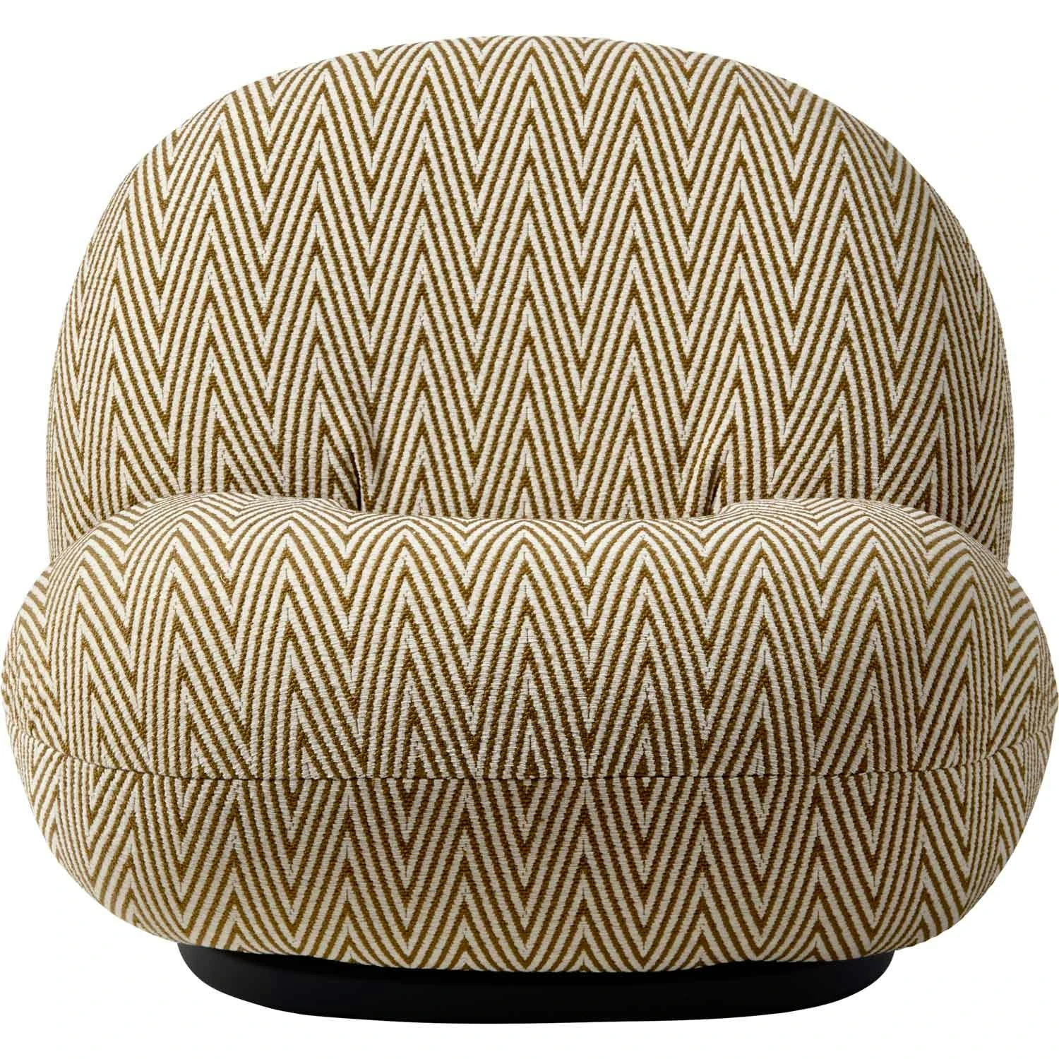 Gubi Pacha Outdoor Loungesessel, Dedar Chevron Outdoor Fr 022, Moosgrüner Fuß